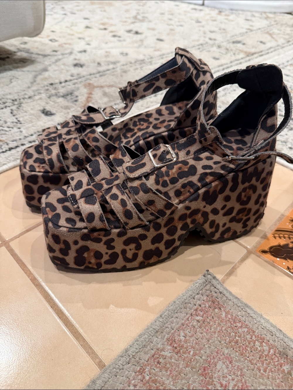 Leopard Print Platform Sandals - Women's Animal Print Wedges